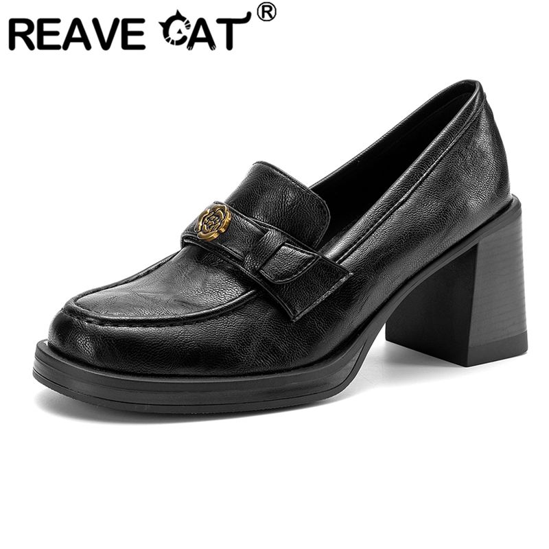 Women'S Shoes Extended Sizes - REAVE CAT Black Female Pumps Round