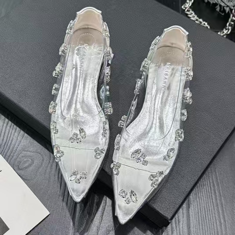 Pointed Toe Flat - 2026 Transparent PVC Rhinestone Flat Shoes
