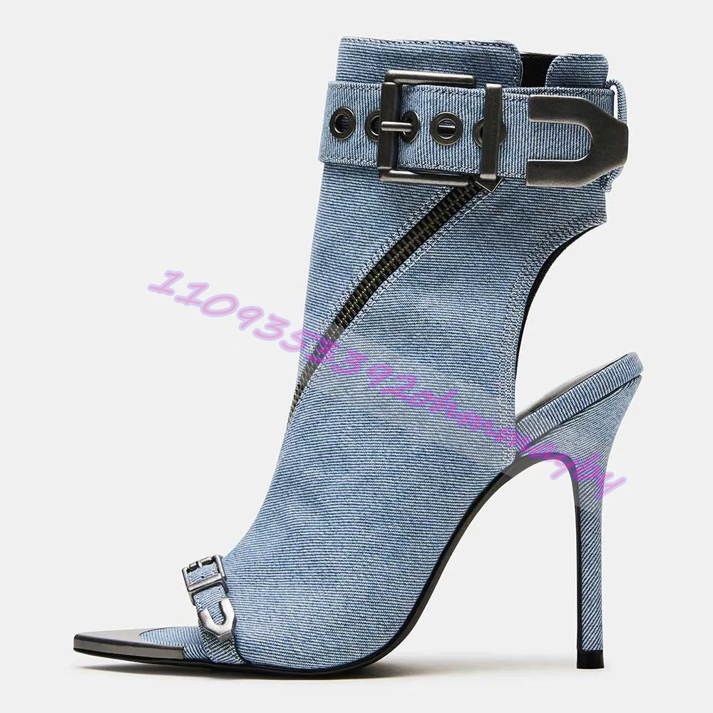 Pointed Toe Flat - Summer Blue Denim Pointed-Toe Boots For