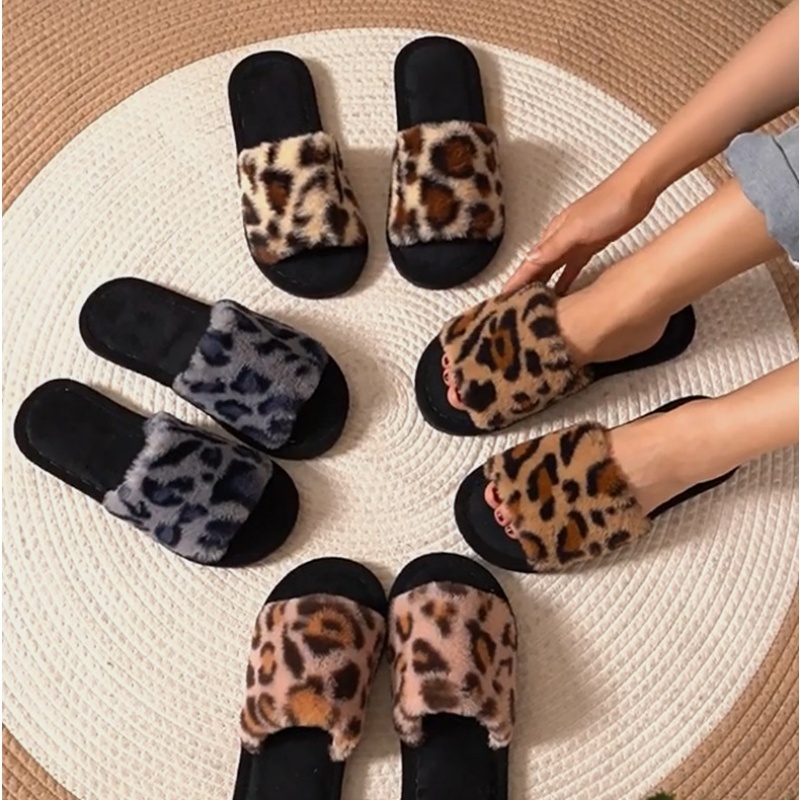 Women'S Shoes For Flat Feet - 2025 Winter Warm Fluffy Furry Leopard