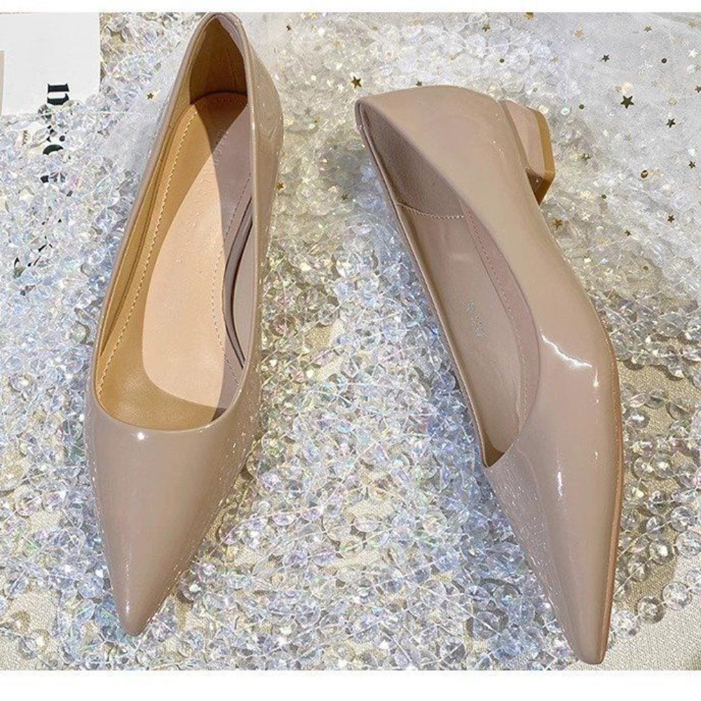 Pointed Toe Flat - French style patent leather pointed single