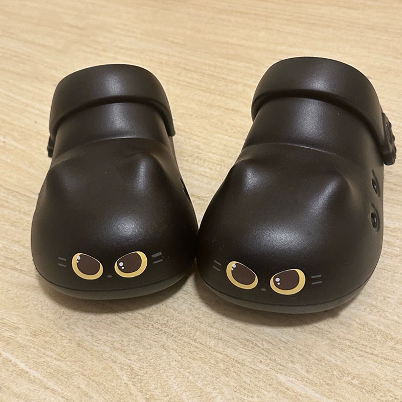 Women'S Shoes For Flat Feet - New creative black cat slippers for