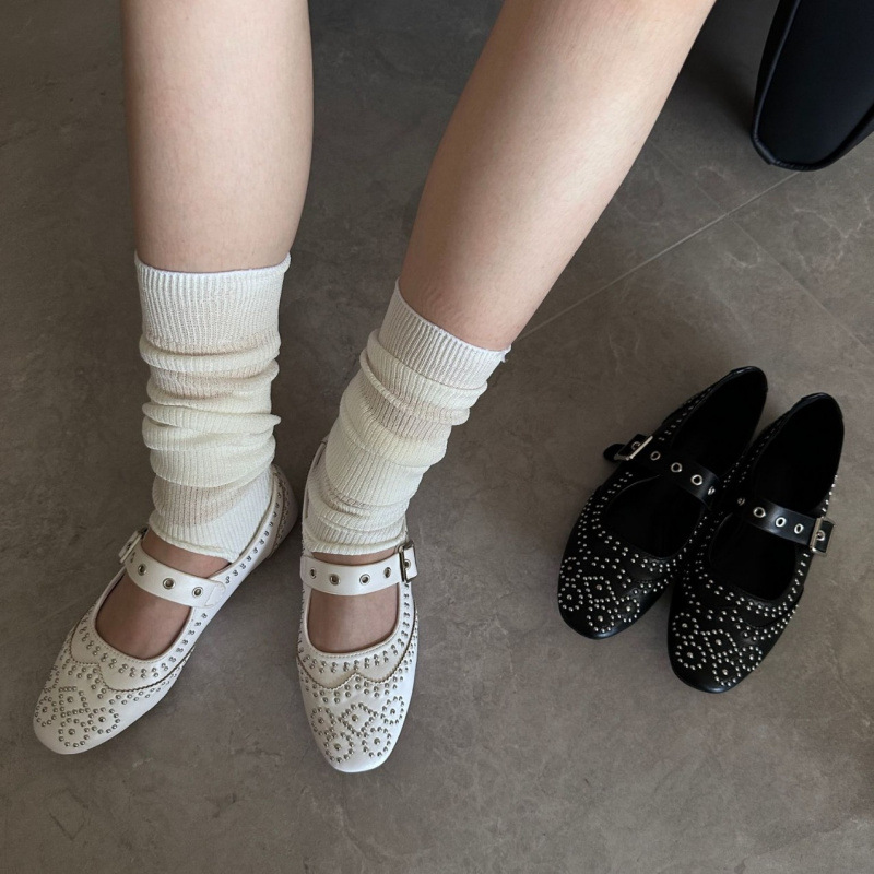 Retro Rivet Buckle Design Flat - Shoes For Women Flats review and price