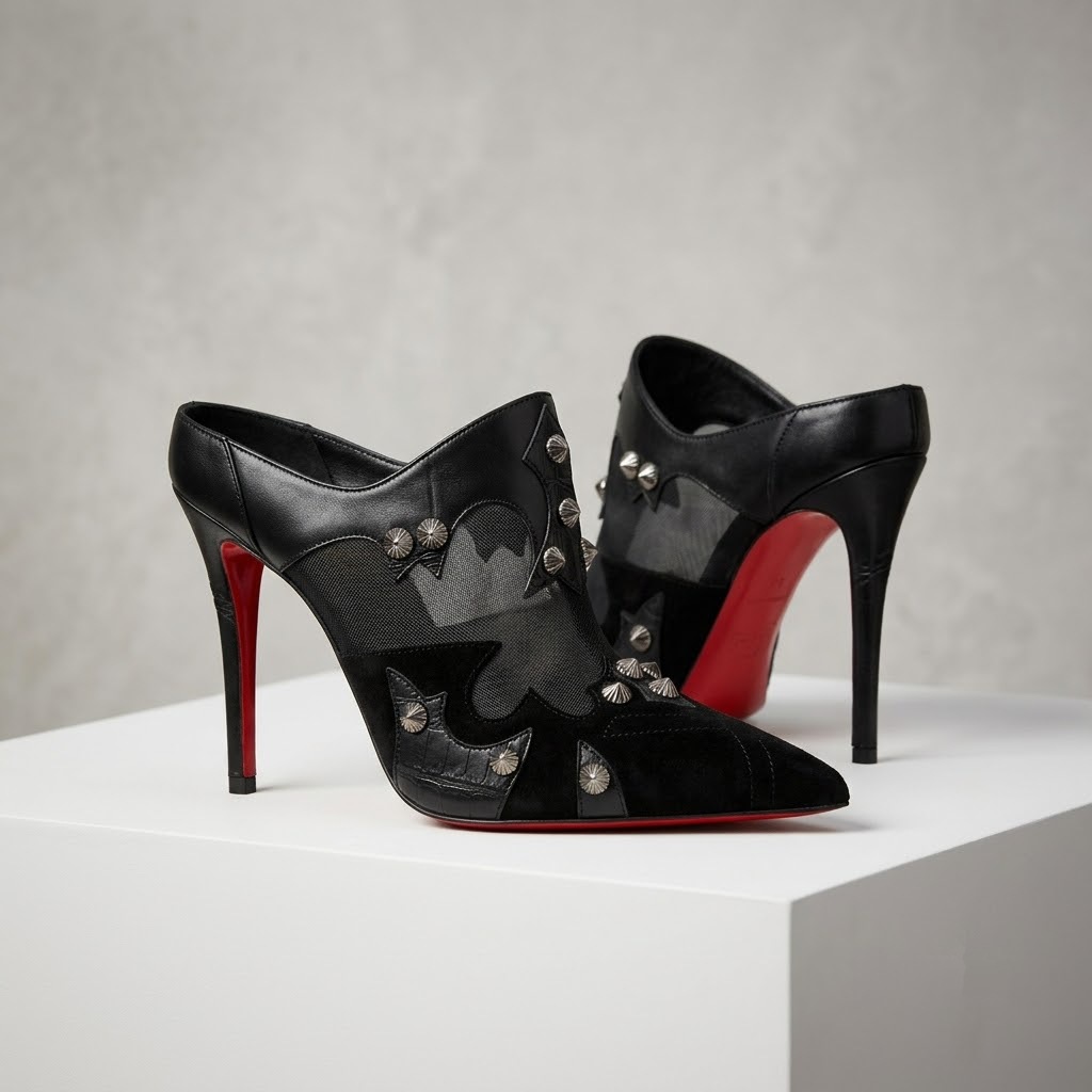 Women Black Mesh Patchwork Mul - Pointed Toe Flat review and price