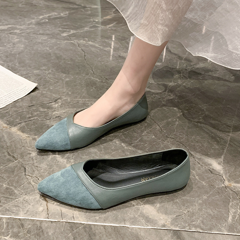 Flat black leather shoes for w - Pointed Toe Flat review and price